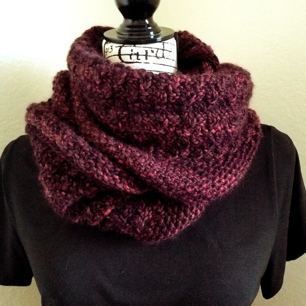 Hand knitted cowl